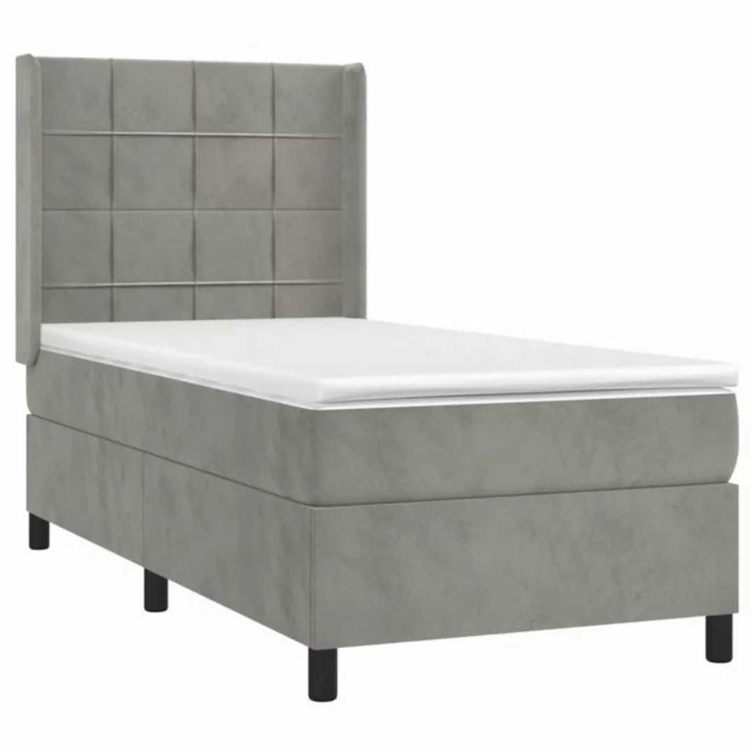 vidaXL Boxspringbett Boxspringbett mit Matratze und LED Samt (80 x 200 cm, günstig online kaufen