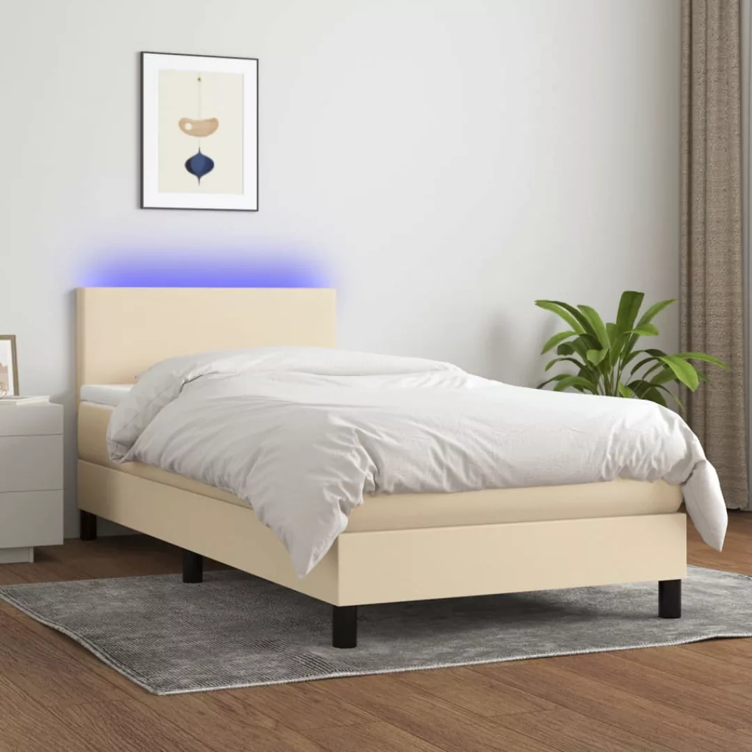 Vidaxl Boxspringbett Mit Matratze & Led Creme 80x200 Cm Stoff günstig online kaufen