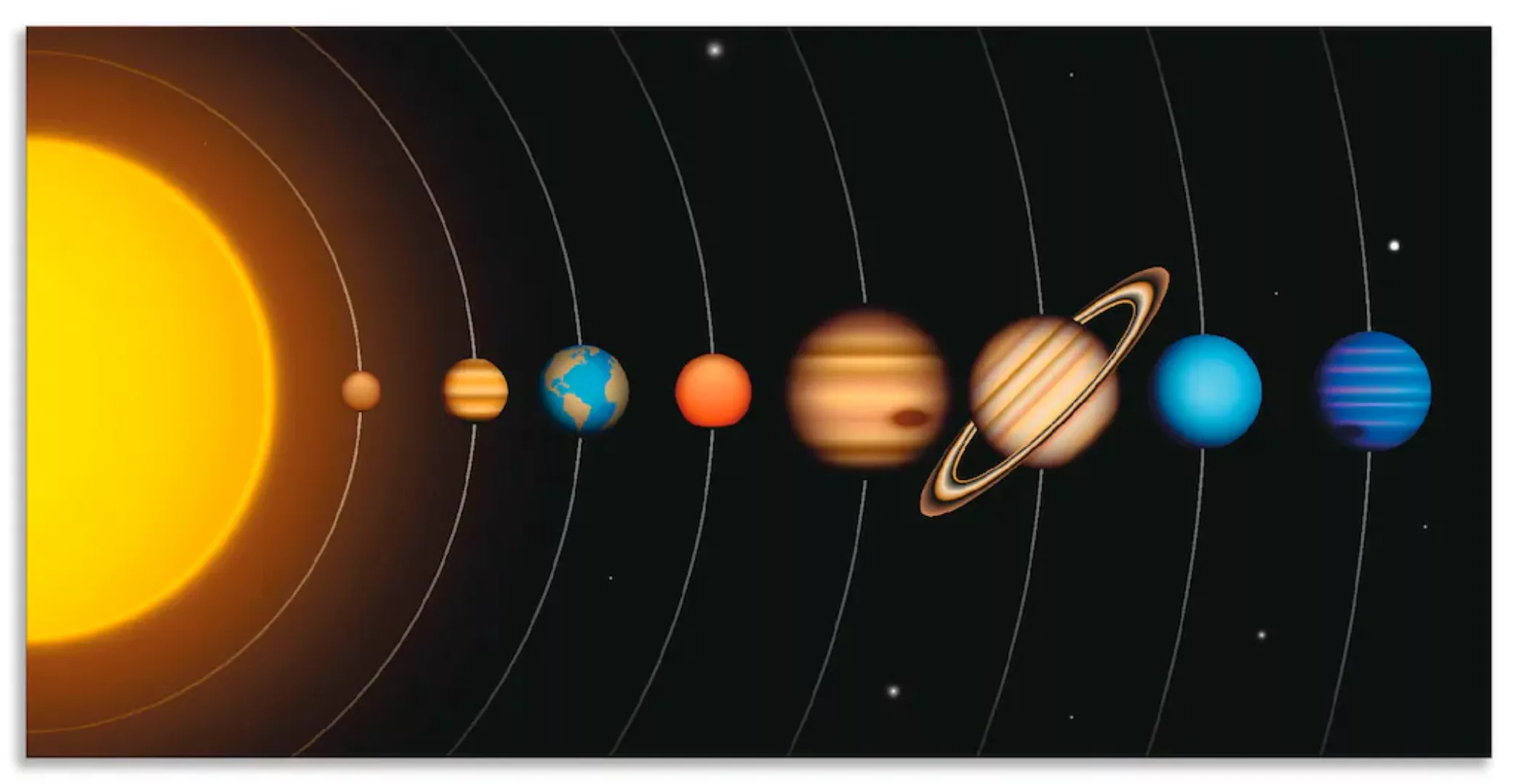 Artland Wandbild "Vector Sonnensystem mit Planeten", Sonnensystem, (1 St.), günstig online kaufen