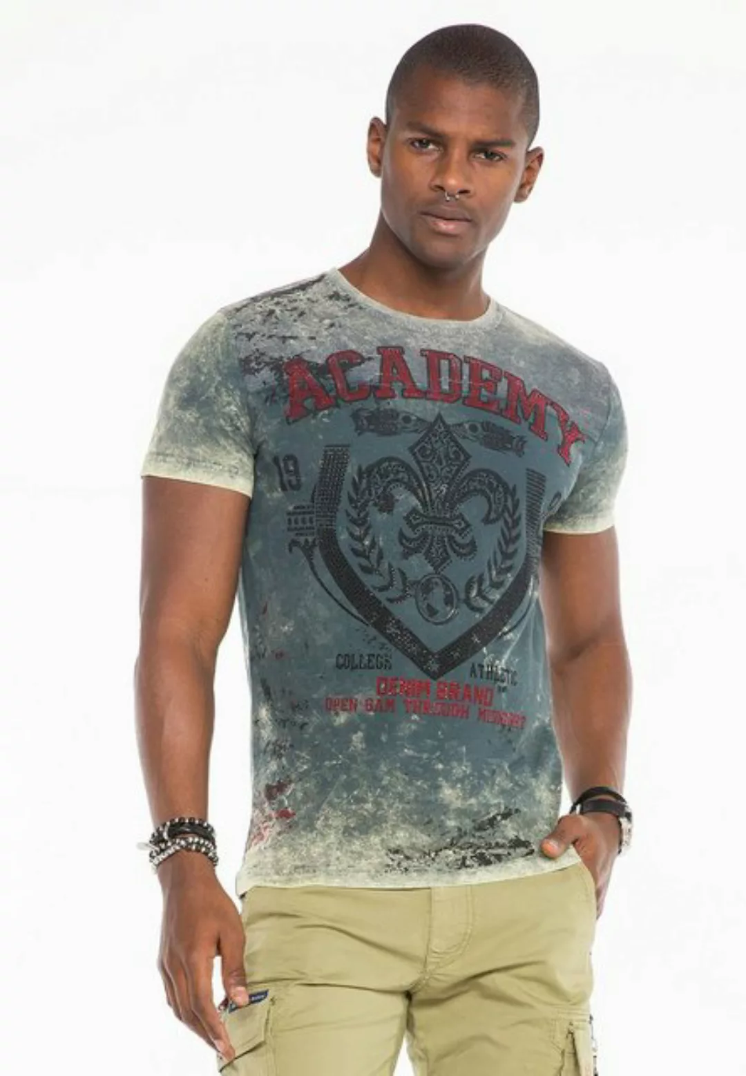 Cipo & Baxx T-Shirt mit Prints und Glamoureffekten günstig online kaufen