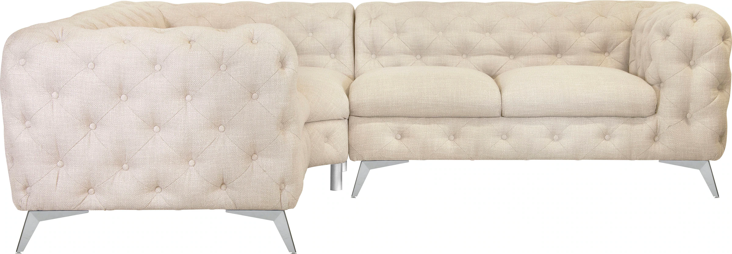 Leonique Chesterfield-Sofa "Ecksofa GLYNIS L-Form mit Wellenunterfederung, günstig online kaufen