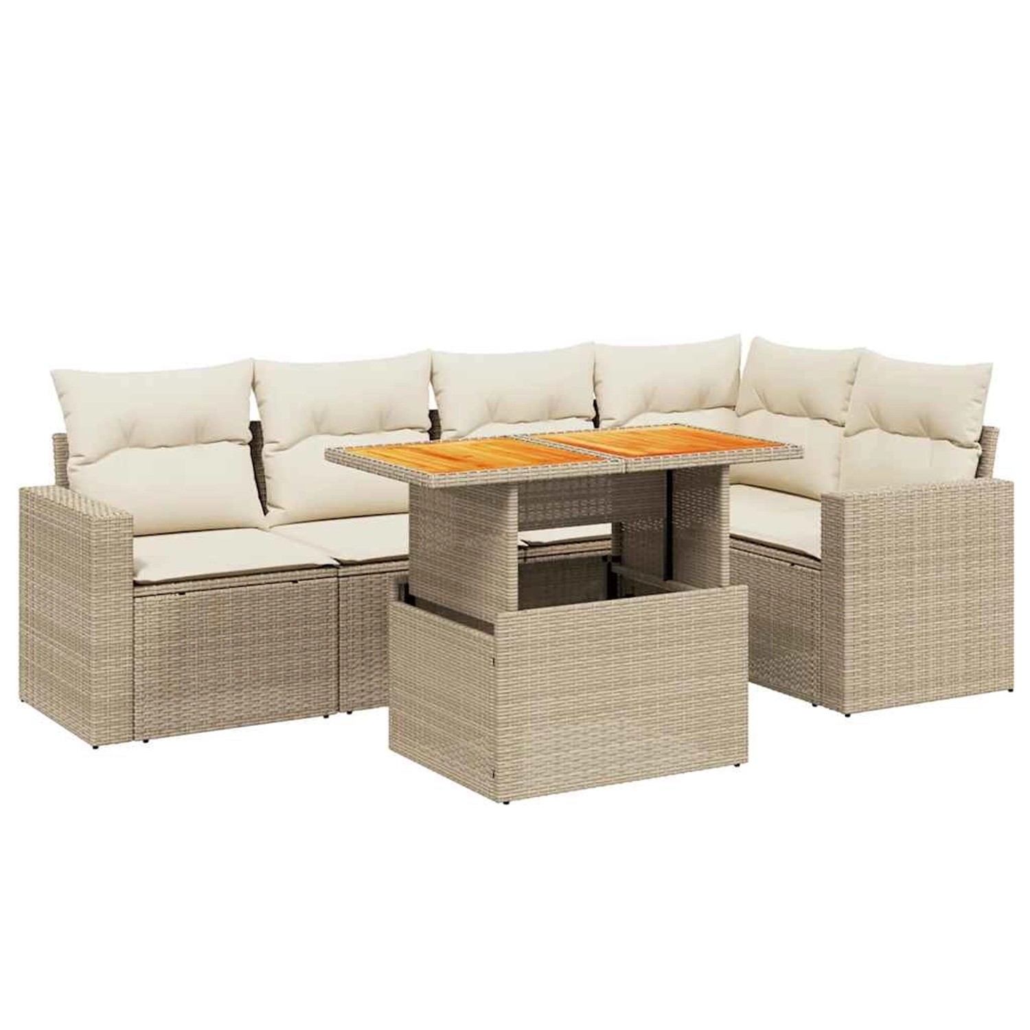 vidaXL 6-Tlg Garten-Sofagarnitur mit Kissen Beige Poly Rattan 3271303 günstig online kaufen
