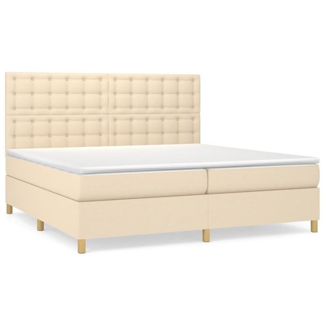 vidaXL Bettgestell Boxspringbett mit Matratze Creme 200x200 cm Stoff Bett B günstig online kaufen