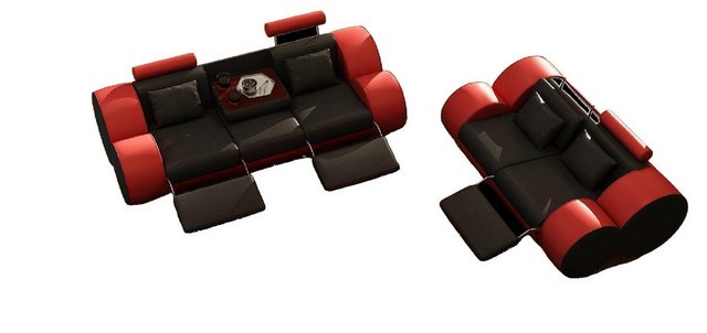 JVmoebel Sofa Sofagarnitur Design Couch 3+2 Set Polster Leder Sofa Wohnzimm günstig online kaufen