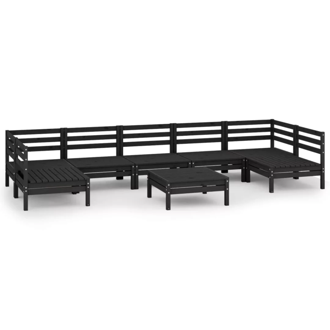 8-tlg. Garten-lounge-set Schwarz Massivholz Kiefer günstig online kaufen