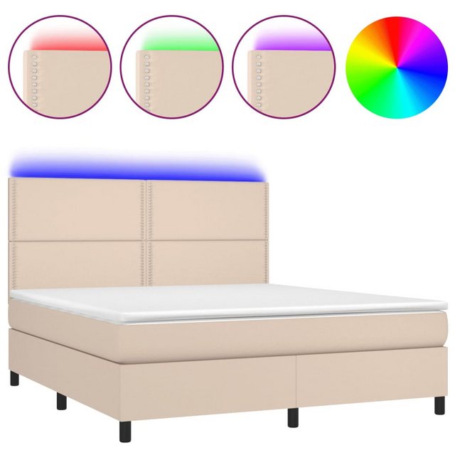 vidaXL Boxspringbett Boxspringbett mit Matratze & LED Kunstleder (160 x 200 günstig online kaufen