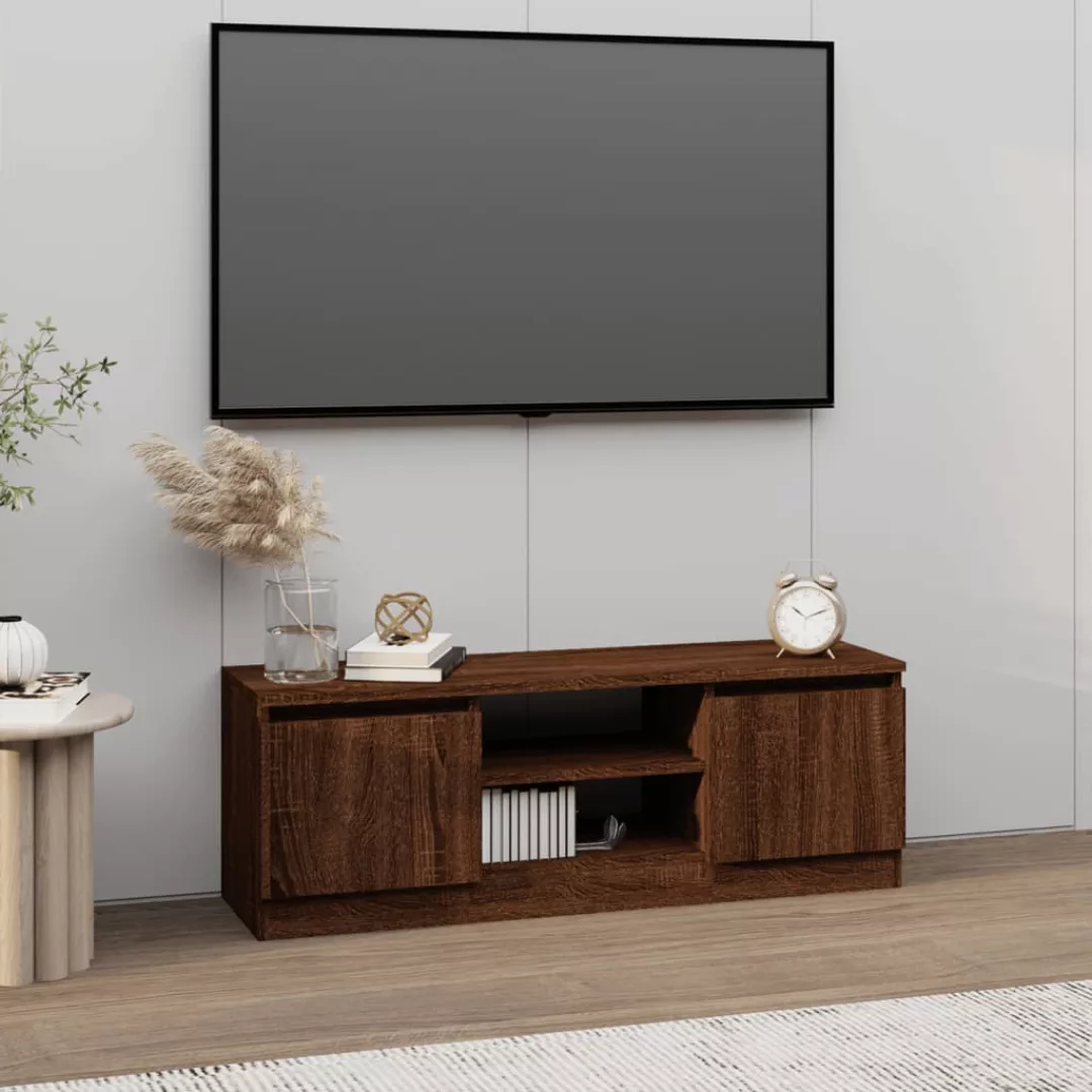 Vidaxl Tv-schrank Mit Tür Braun Eichen-optik 102x30x36 Cm günstig online kaufen