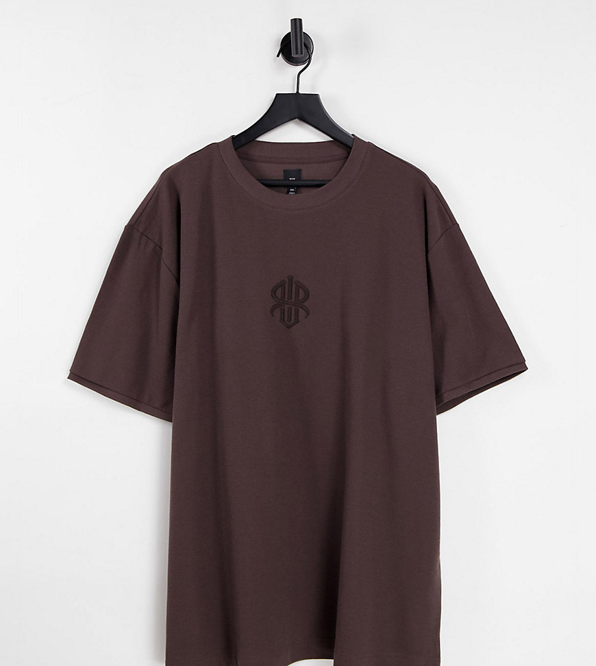 River Island Big & Tall – T-Shirt in Braun in regulärer Größe mit Waffelstr günstig online kaufen