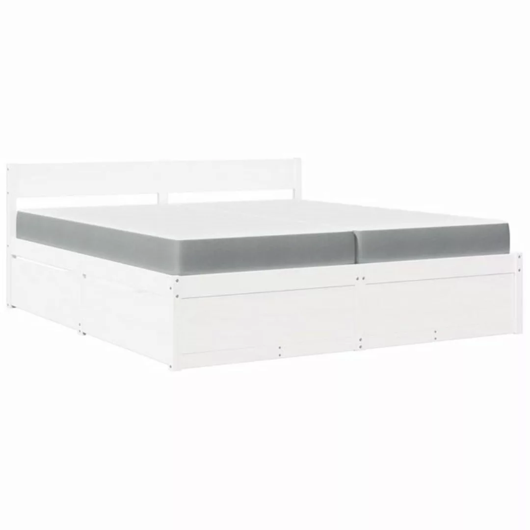 vidaXL Bett Bett mit Schubladen und Matratze Weiß 200x200 cm Massivholz günstig online kaufen