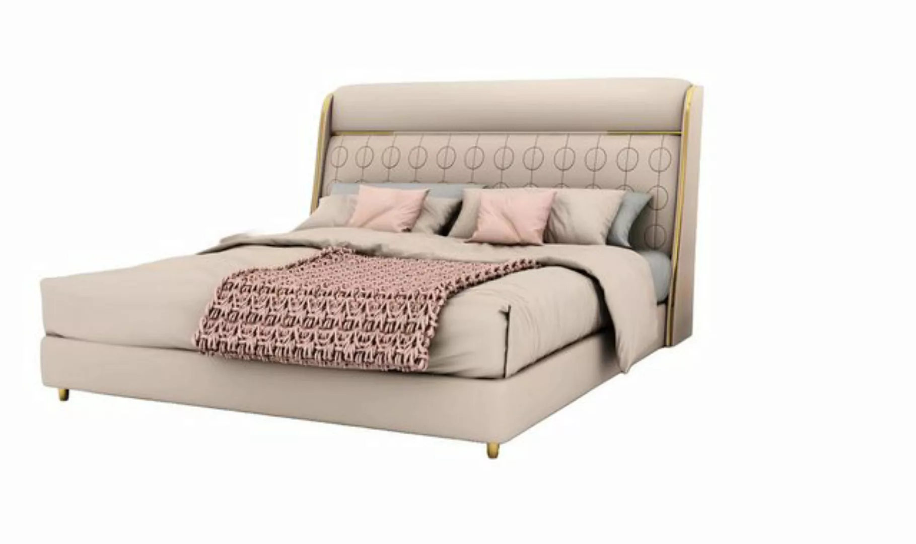 Xlmoebel Bett Elegantes Beiges Schlafzimmerbett Schicke Holzmöbel für das ( günstig online kaufen