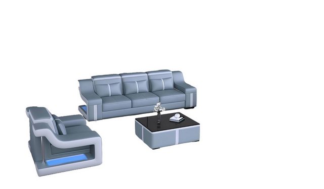 Xlmoebel Bett Ledersofa Set für das Wohnzimmer bestehend aus einer Drei-Sit günstig online kaufen