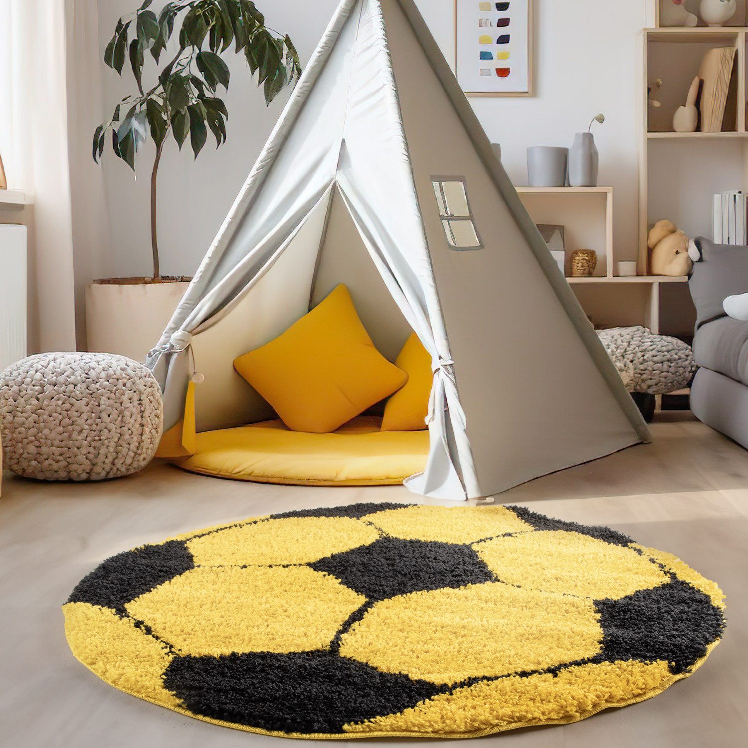 Carpettex Kinderteppich Fußball-Design, Rund, Höhe: 30 günstig online kaufen