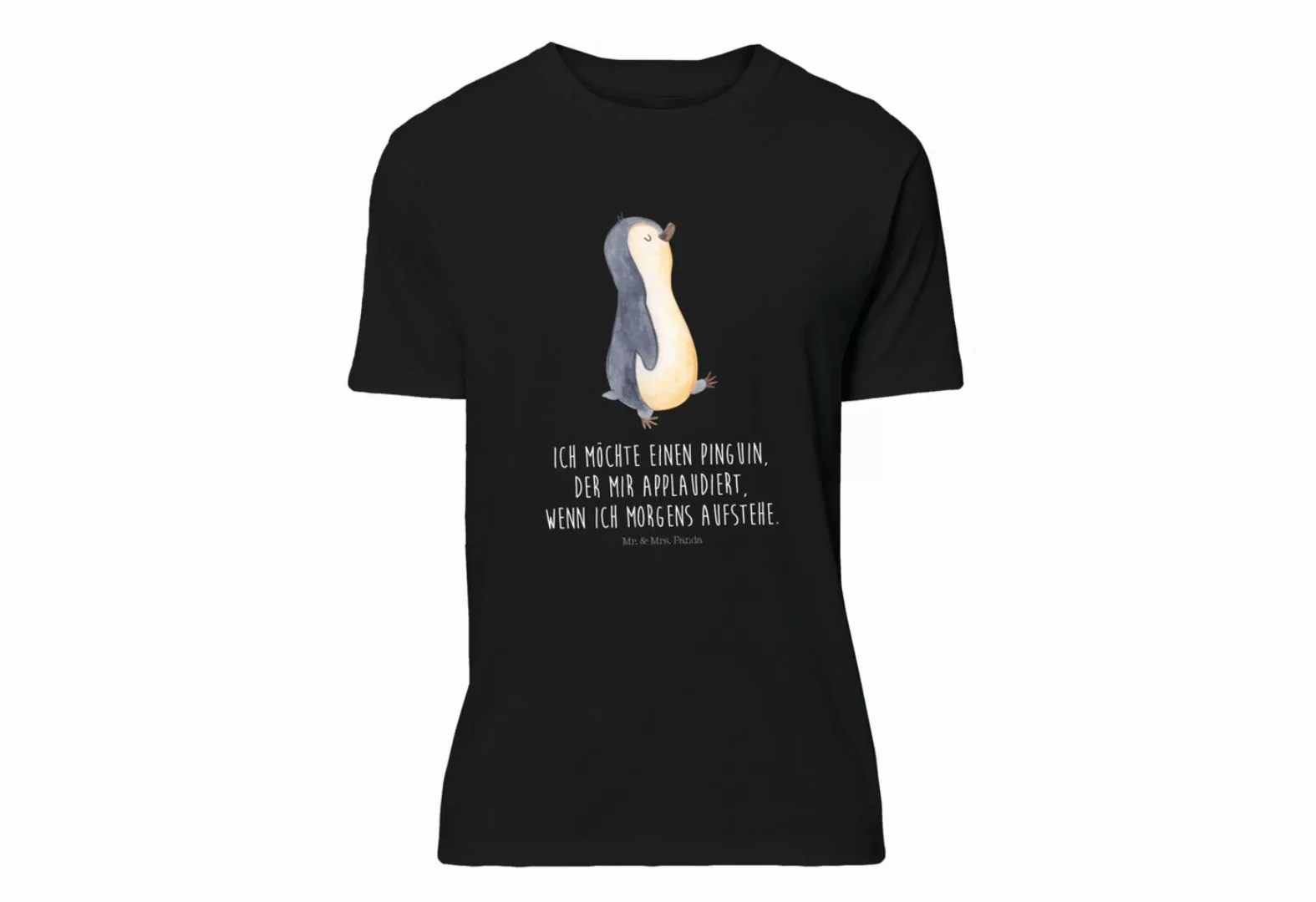 Mr. & Mrs. Panda T-Shirt Pinguin marschierend - Schwarz - Geschenk, zufried günstig online kaufen