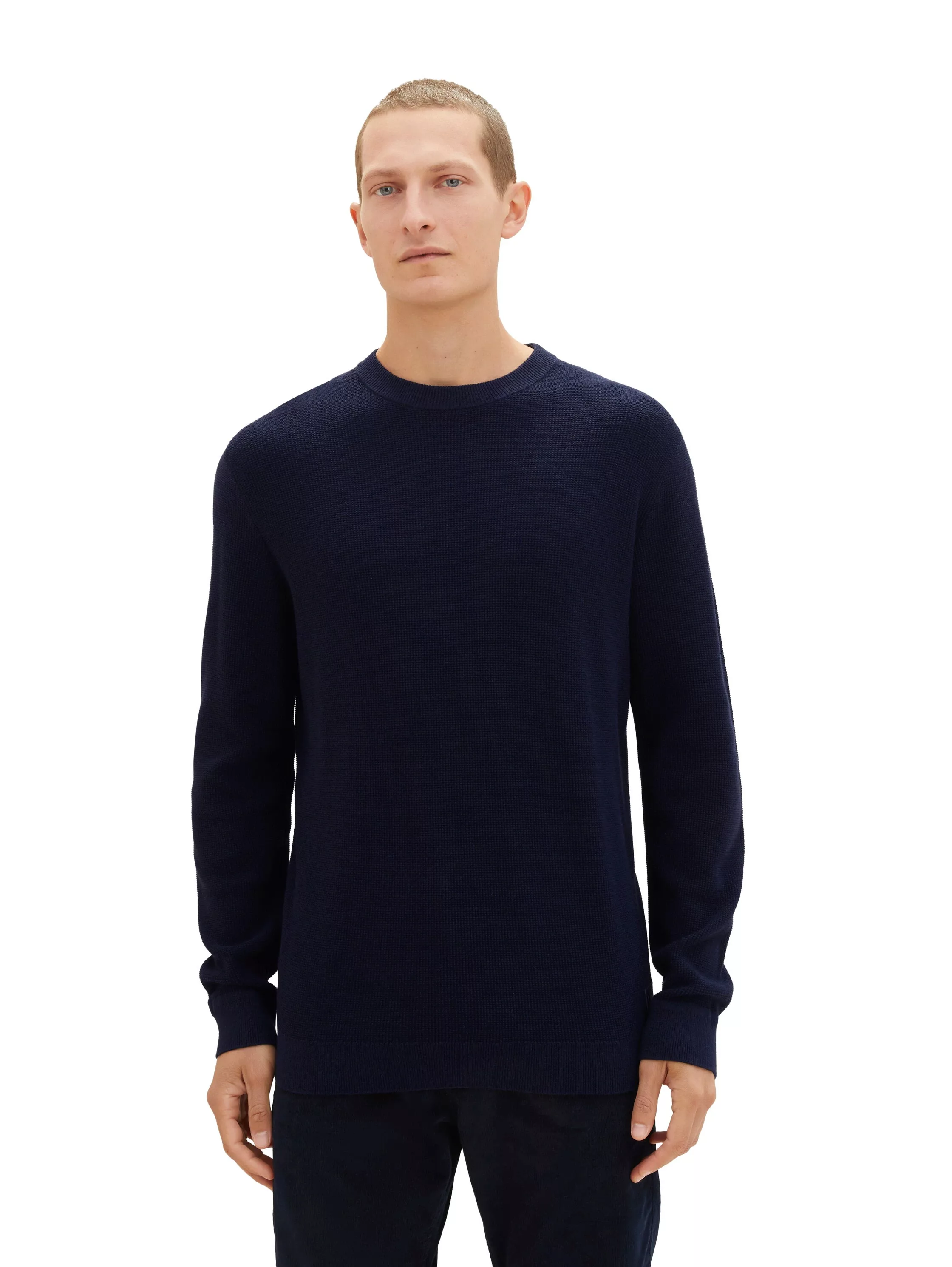 Tom Tailor Rundhalspullover Structured Knit dunkelblau günstig online kaufen