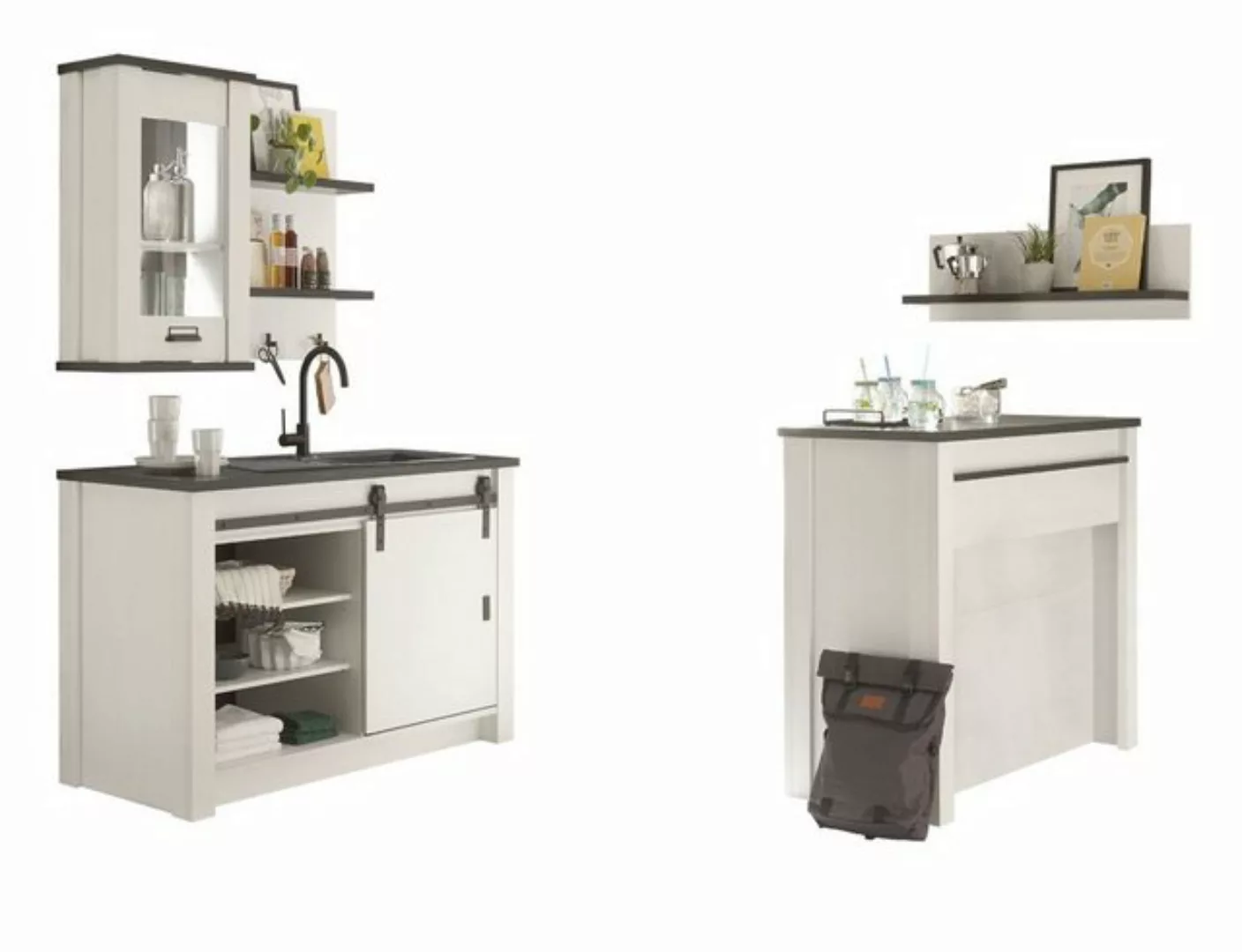 Furn.Design Küchenbuffet Stove (Küche in weiß Pinie und anthrazit, 5-St., S günstig online kaufen