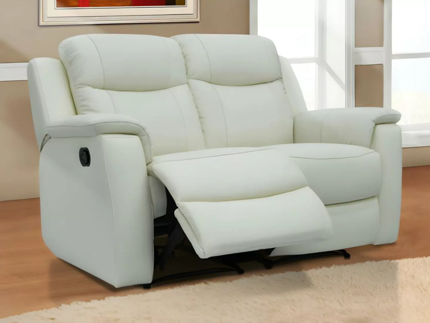 Relaxsofa Leder 2-Sitzer - Elfenbein-Weiß - EVASION günstig online kaufen