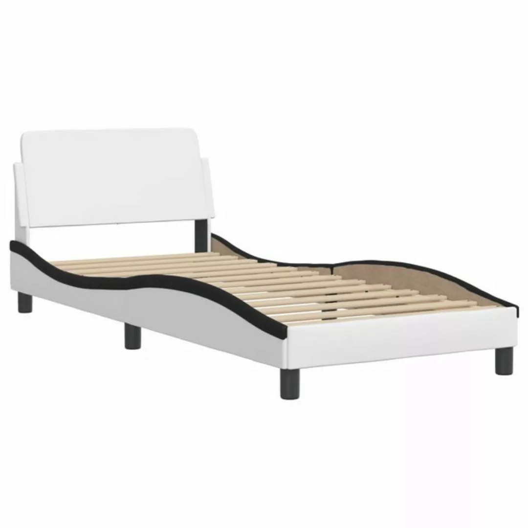 vidaXL Bett Bettgestell mit Kopfteil Weiß und Schwarz 90x200 cm Kunstleder günstig online kaufen