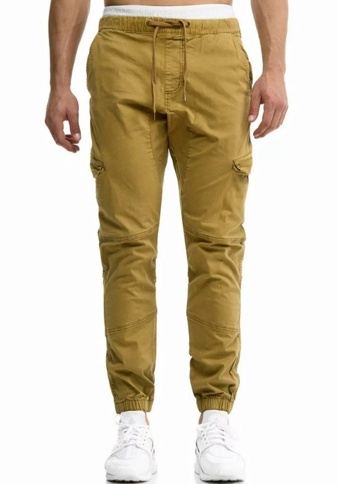 Indicode Cargohose INLevi mit seitlichen Cargotaschen und elastischen Bündc günstig online kaufen