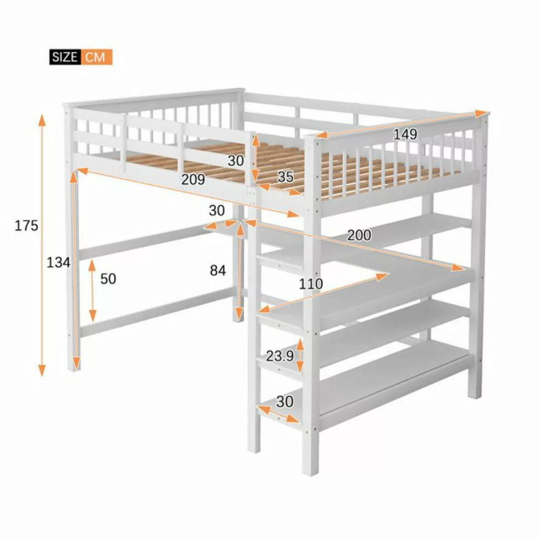 KoDise Kinderbett Bett Holz Bettgestell Kinderbett Hochbett mit Schreibtisc günstig online kaufen