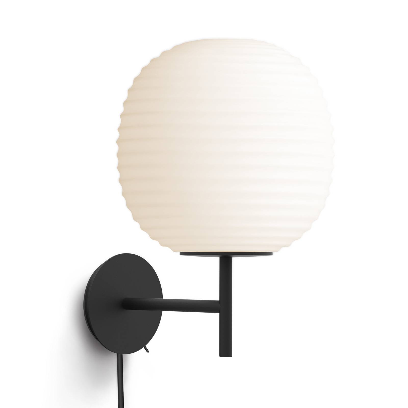 Wandleuchte mit Stromkabel Lantern glas weiß / Ø 25 cm - NEW WORKS - Weiß günstig online kaufen