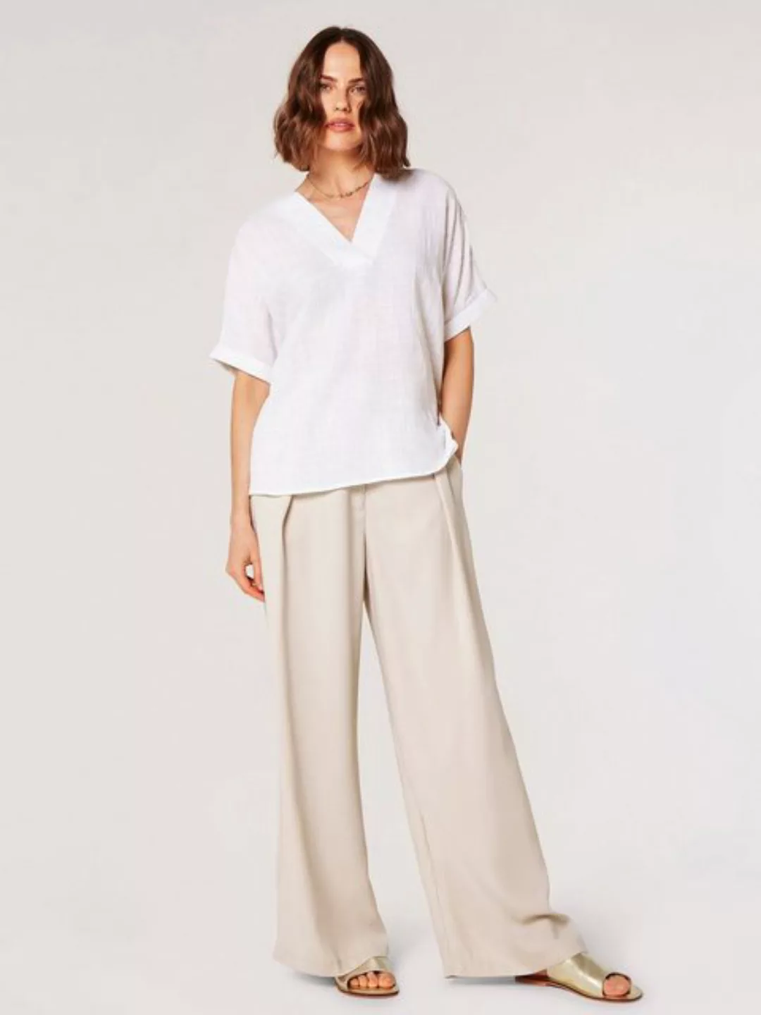 Apricot Klassische Bluse Oversized Shirt, mit Zierknöpfen hinten günstig online kaufen
