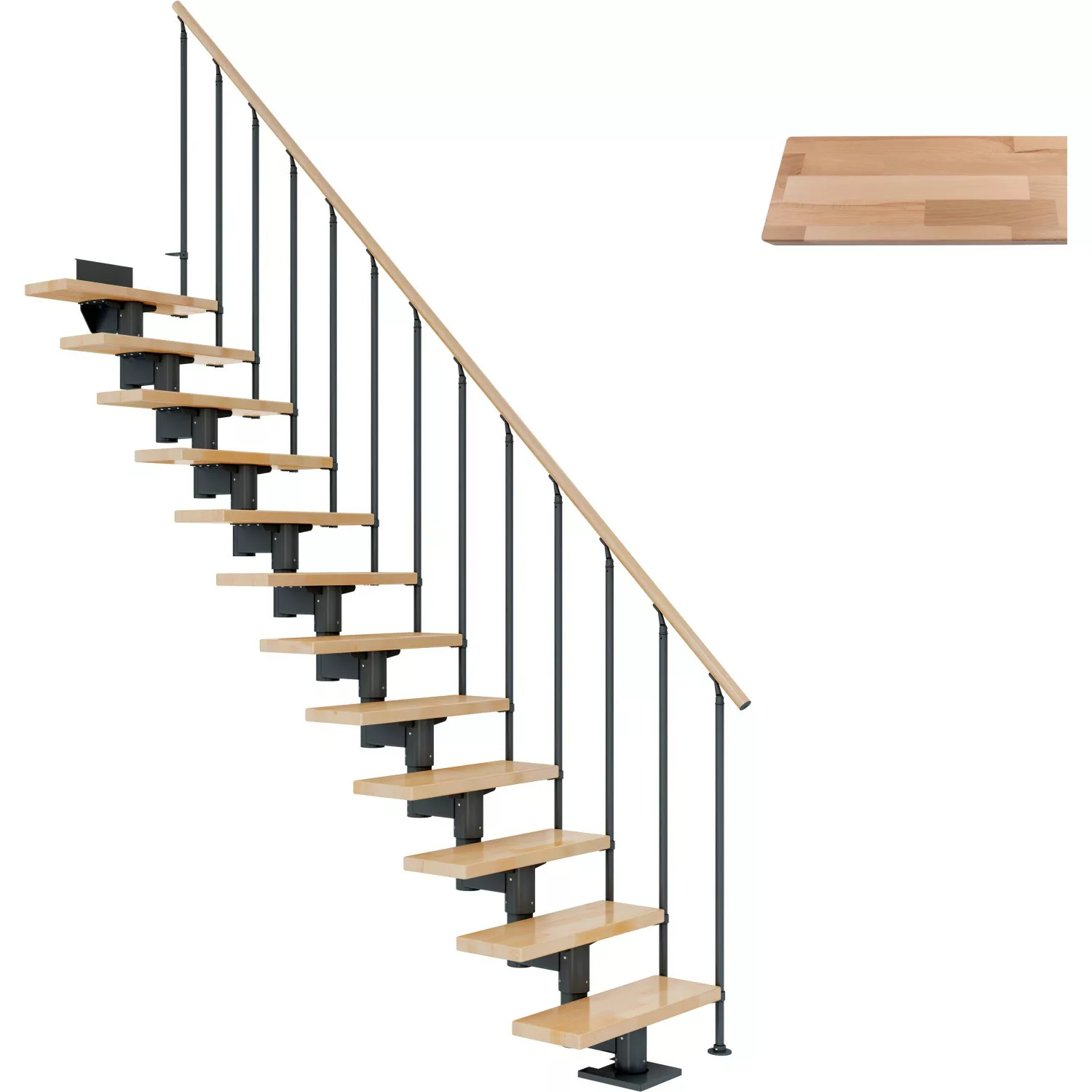 Dolle Mittelholmtreppe Cork Buche Anthrazit GH bis 315 cm Gerade 75 cm FSC günstig online kaufen