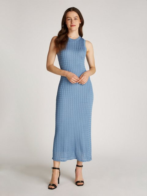 Tommy Hilfiger Strickkleid "RAYON CABLE LONG FLARED DRESS NS", mit Zopfmust günstig online kaufen