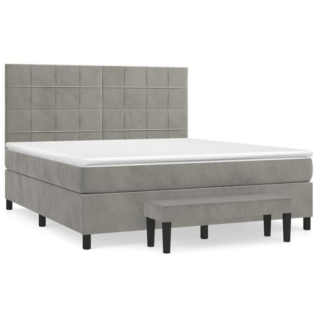 vidaXL Boxspringbett Boxspringbett mit Matratze Hellgrau 160x200 cm Samt Be günstig online kaufen