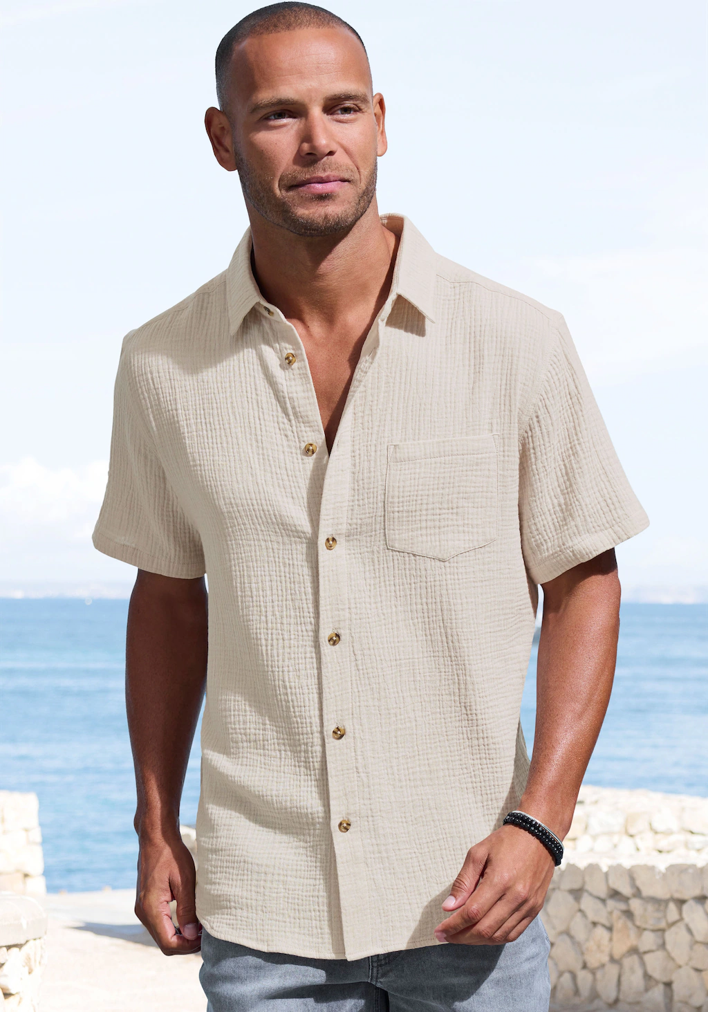 Beachtime Kurzarmhemd "Regular fit", Kurzarm, Freizeithemd aus Musselin-War günstig online kaufen