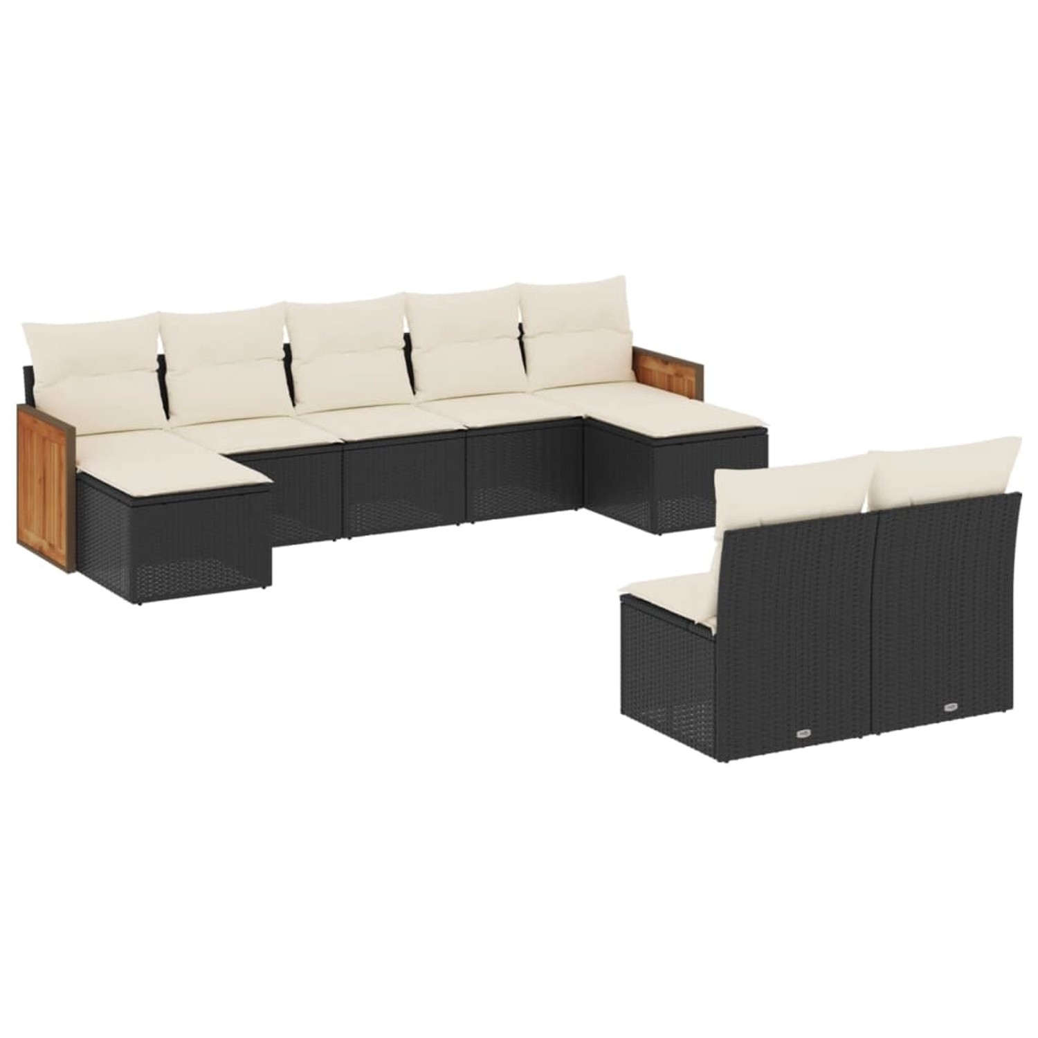 vidaXL 9-Tlg Garten-Sofagarnitur mit Kissen Schwarz Poly Rattan 3228051 günstig online kaufen