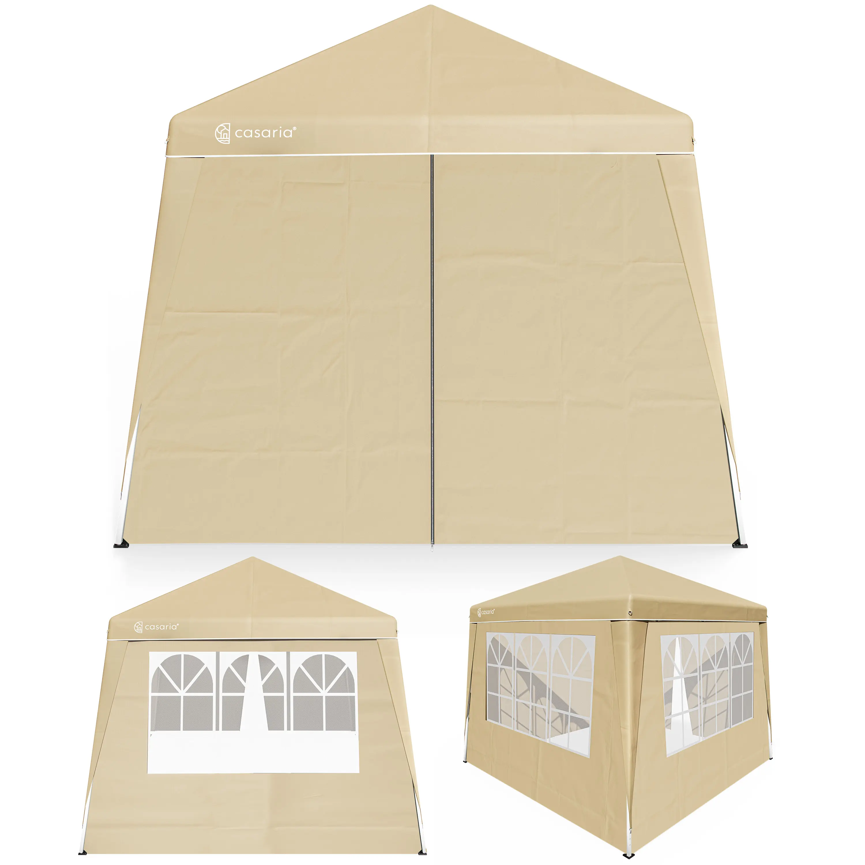 Faltpavillon Capri Beige 3x3m inkl. 4 Seitenwänden günstig online kaufen