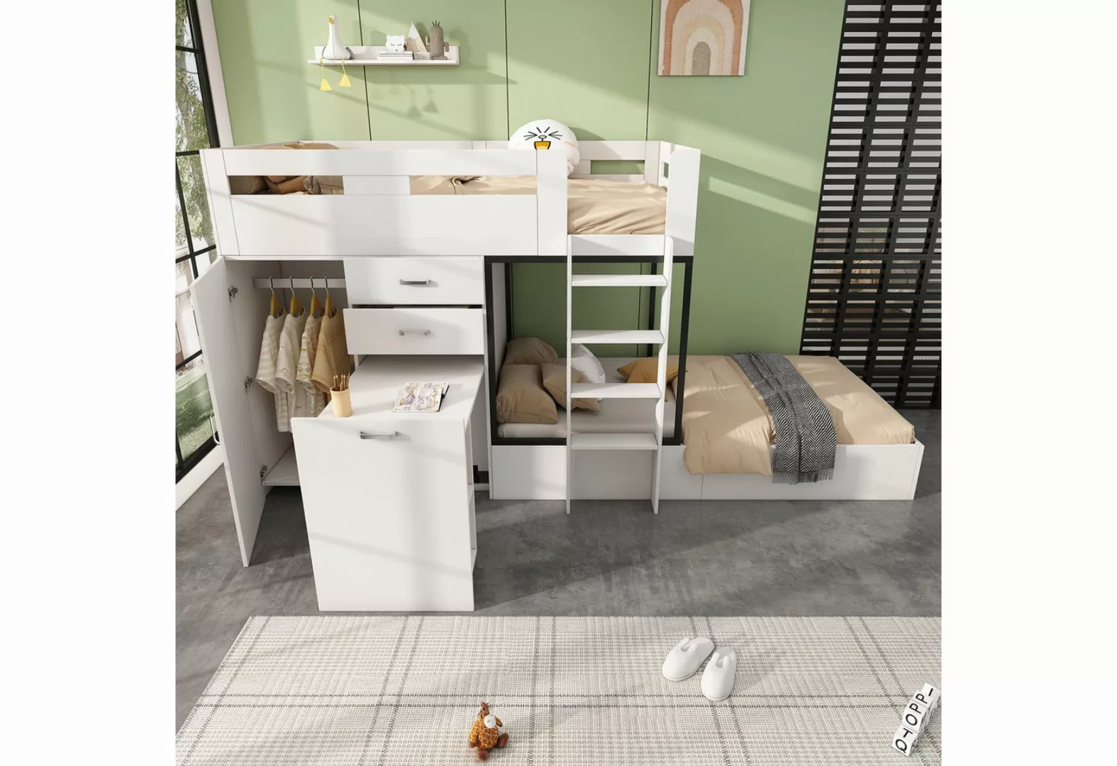 OKWISH Etagenbett Hausbett Kinderbett (Multifunktionales, ohne Matratze, 90 günstig online kaufen