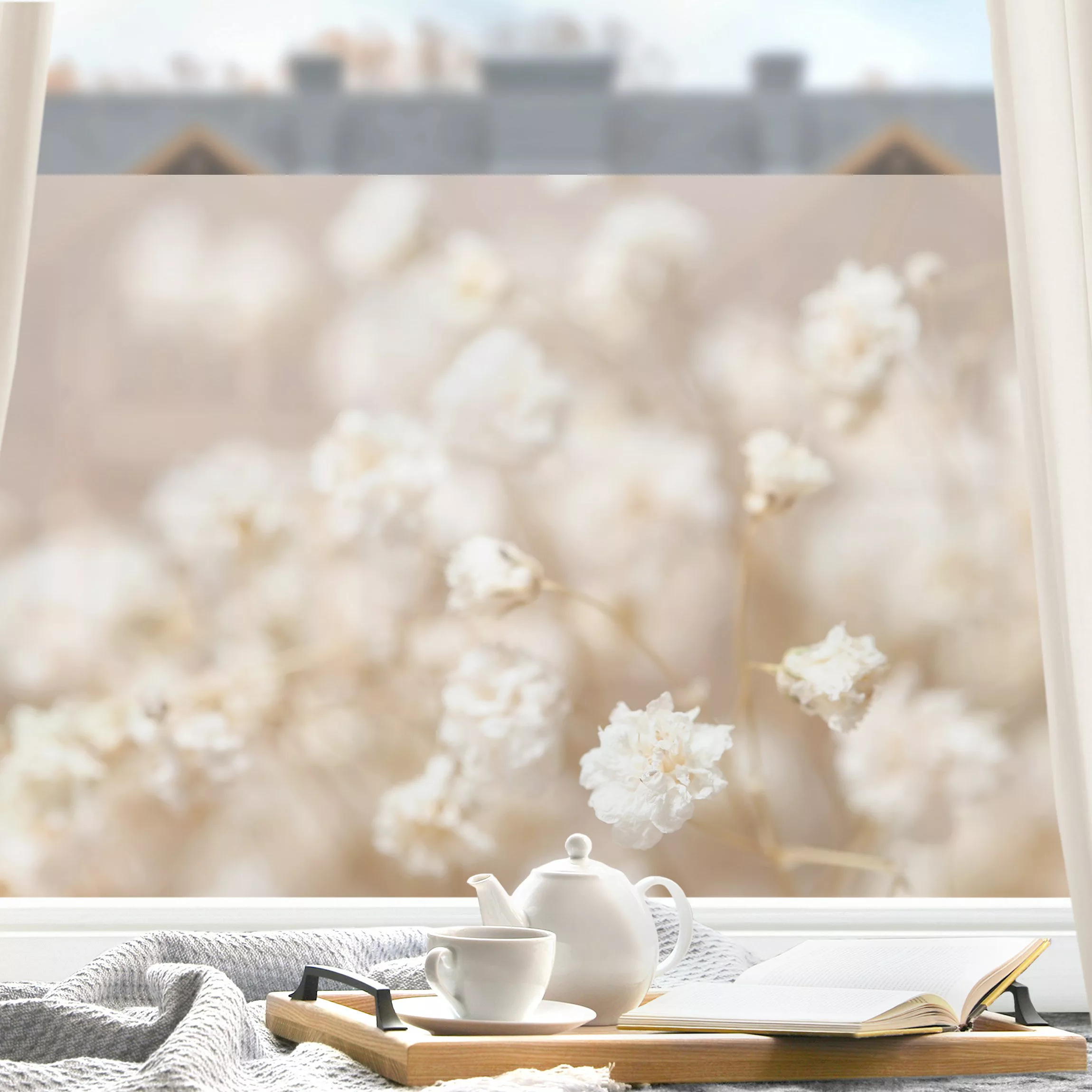Fensterfolie Blütenträume in Creme günstig online kaufen