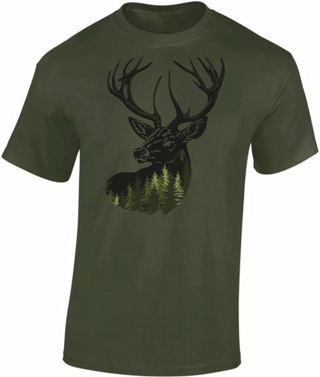 Baddery Print-Shirt Jäger T-Shirt: "Forest Deer" - Geschenk für Jäger - Jag günstig online kaufen