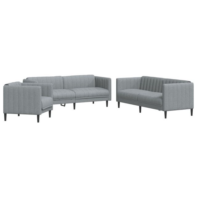 vidaXL Sofa Sofagarnitur Set mit Kissen Stoff, 3-tlg., Hellgrau günstig online kaufen