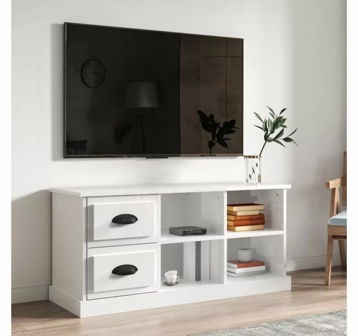 vidaXL TV-Schrank TV-Schrank Hochglanz-Weiß 102x35,5x47,5 cm Spanplatte günstig online kaufen