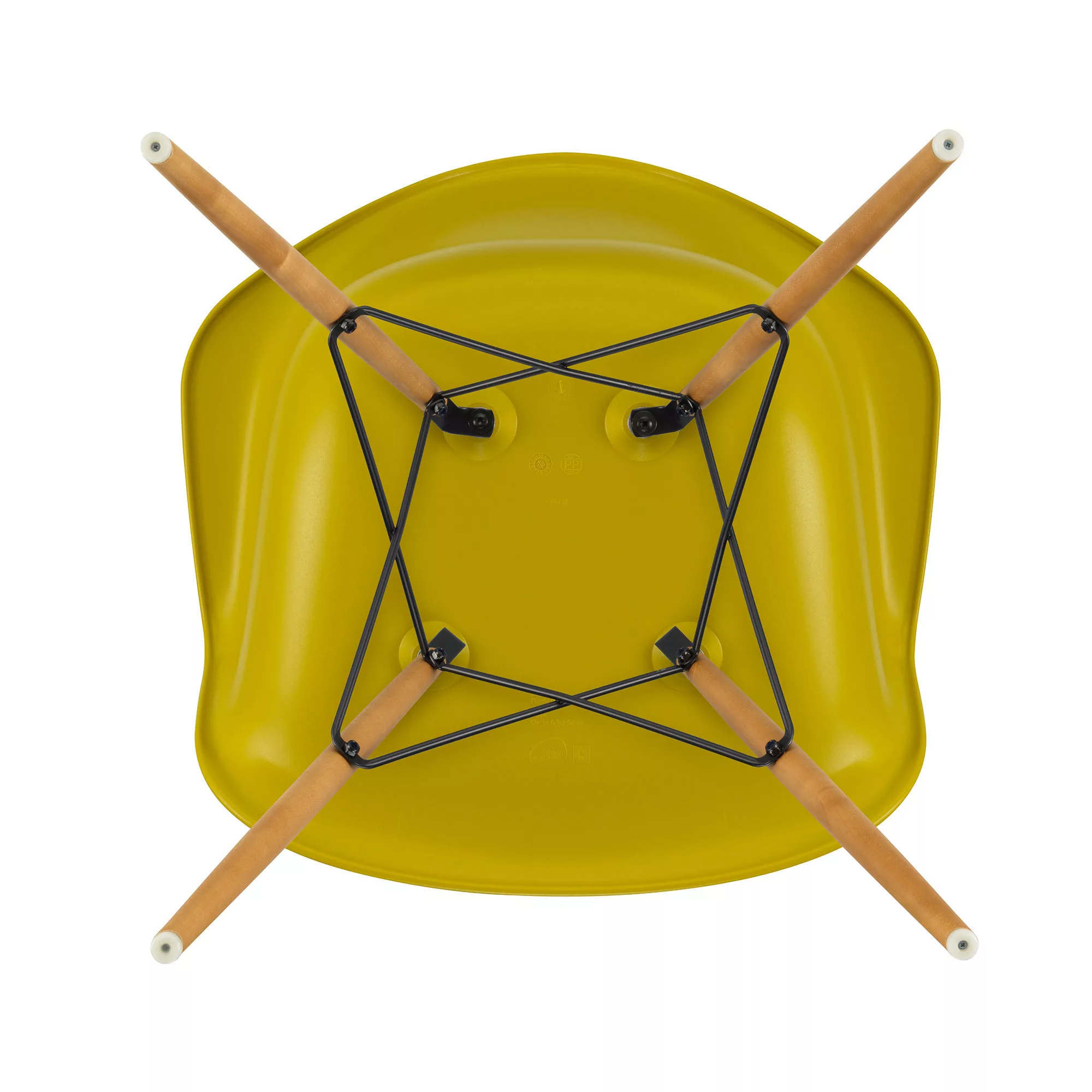 Vitra - Eames Plastic Armchair DAW Gestell Ahorn gelblich - senfgelb/Sitzsc günstig online kaufen