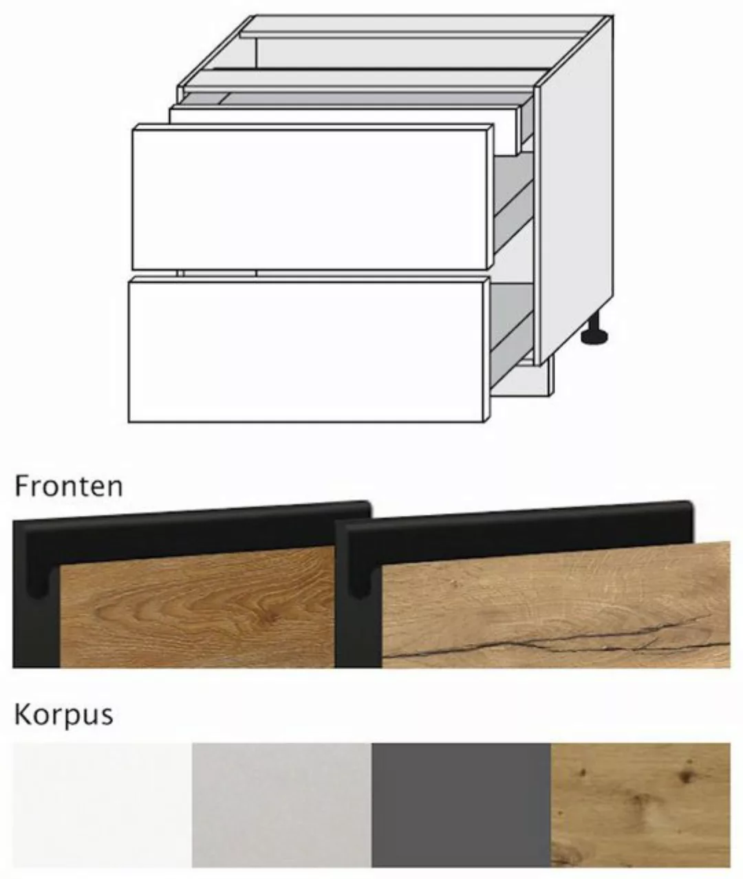 Feldmann-Wohnen Unterschrank Treviso (1-St) 90cm Front- & Korpusfarbe wählb günstig online kaufen