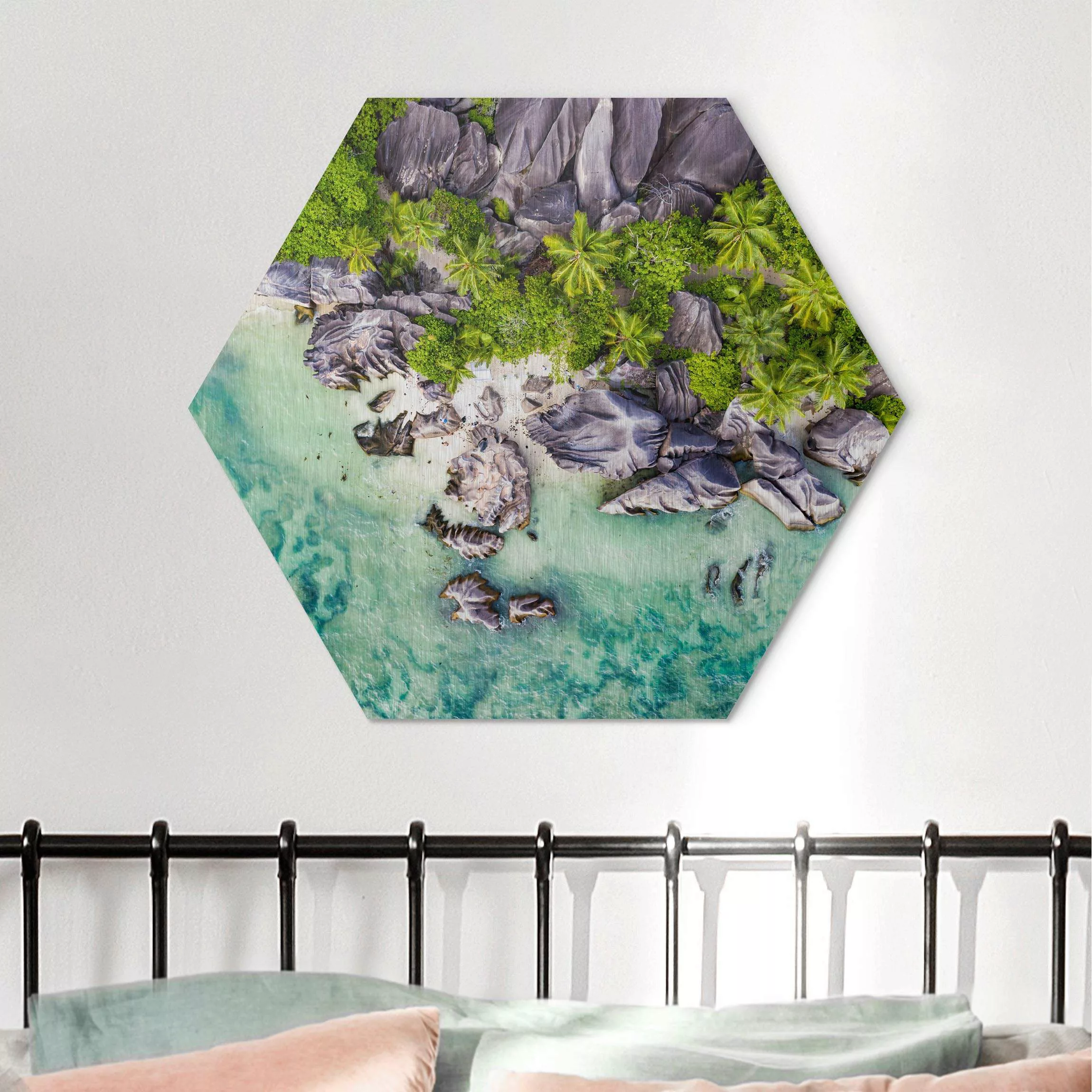 Hexagon-Alu-Dibond Bild Versteckter Strand günstig online kaufen