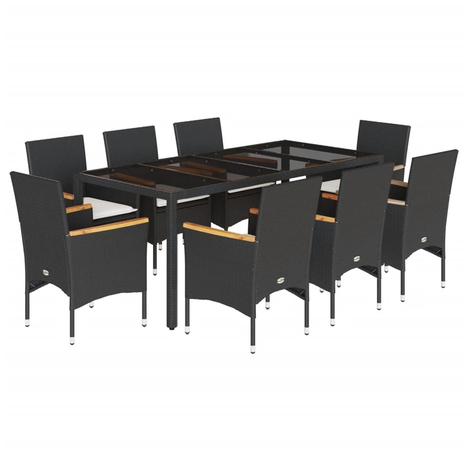 vidaXL 9-Tlg Garten-Essgruppe mit Kissen Schwarz Poly Rattan und Glas 32786 günstig online kaufen