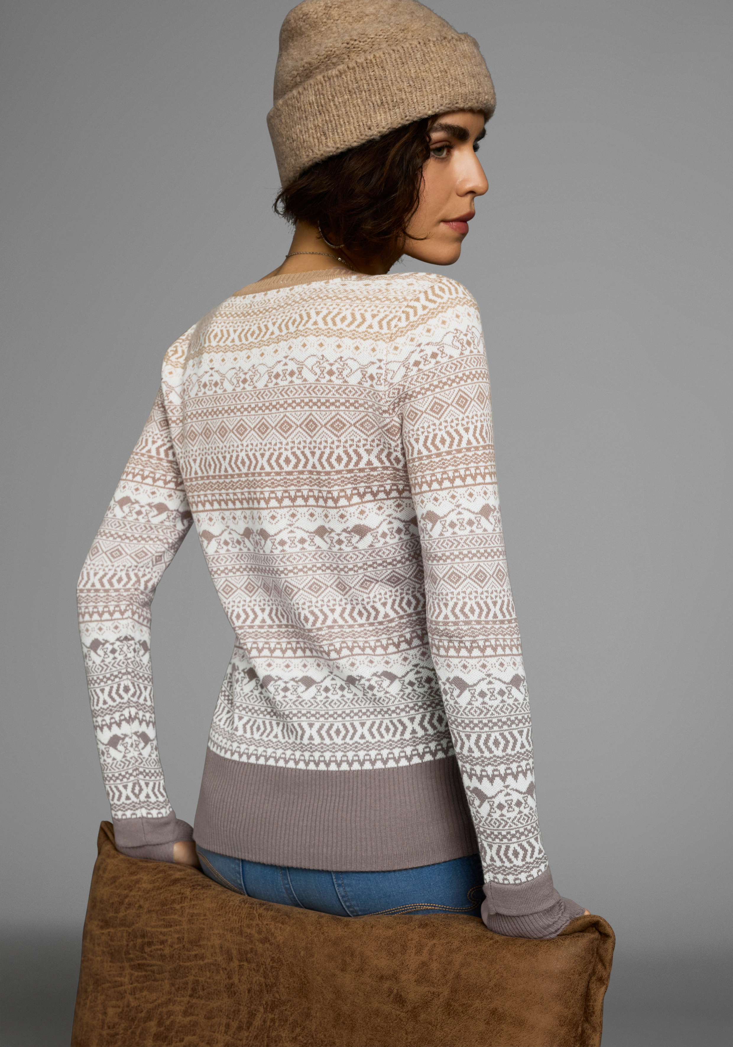 KangaROOS Jacquardpullover, im Norweger-Muster mit kleinen Kängurus günstig online kaufen