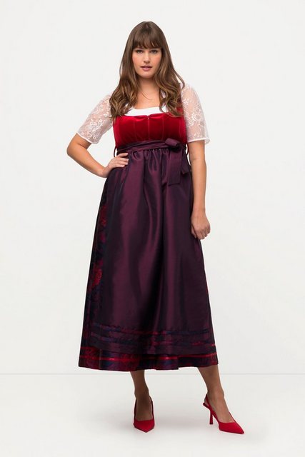 Ulla Popken Dirndl Dirndl Blüten Carree-Ausschnitt Two-Tone-Schürze günstig online kaufen