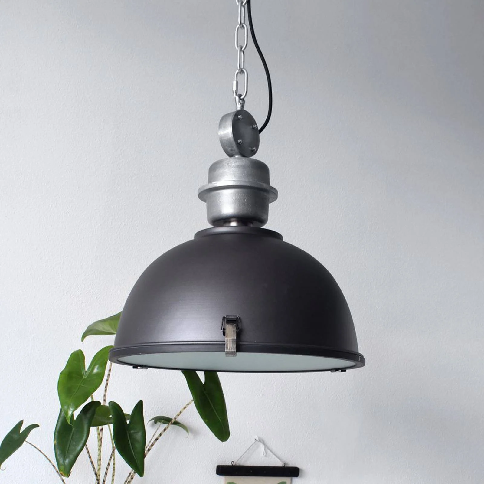 Hängeleuchte Bikkel, Ø 42 cm, schwarz, Metall, Glas, E27 günstig online kaufen