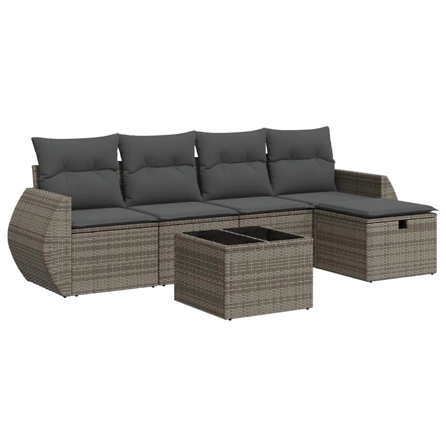 vidaXL 6-Tlg Garten-Sofagarnitur mit Kissen Grau Poly Rattan 3325576 günstig online kaufen