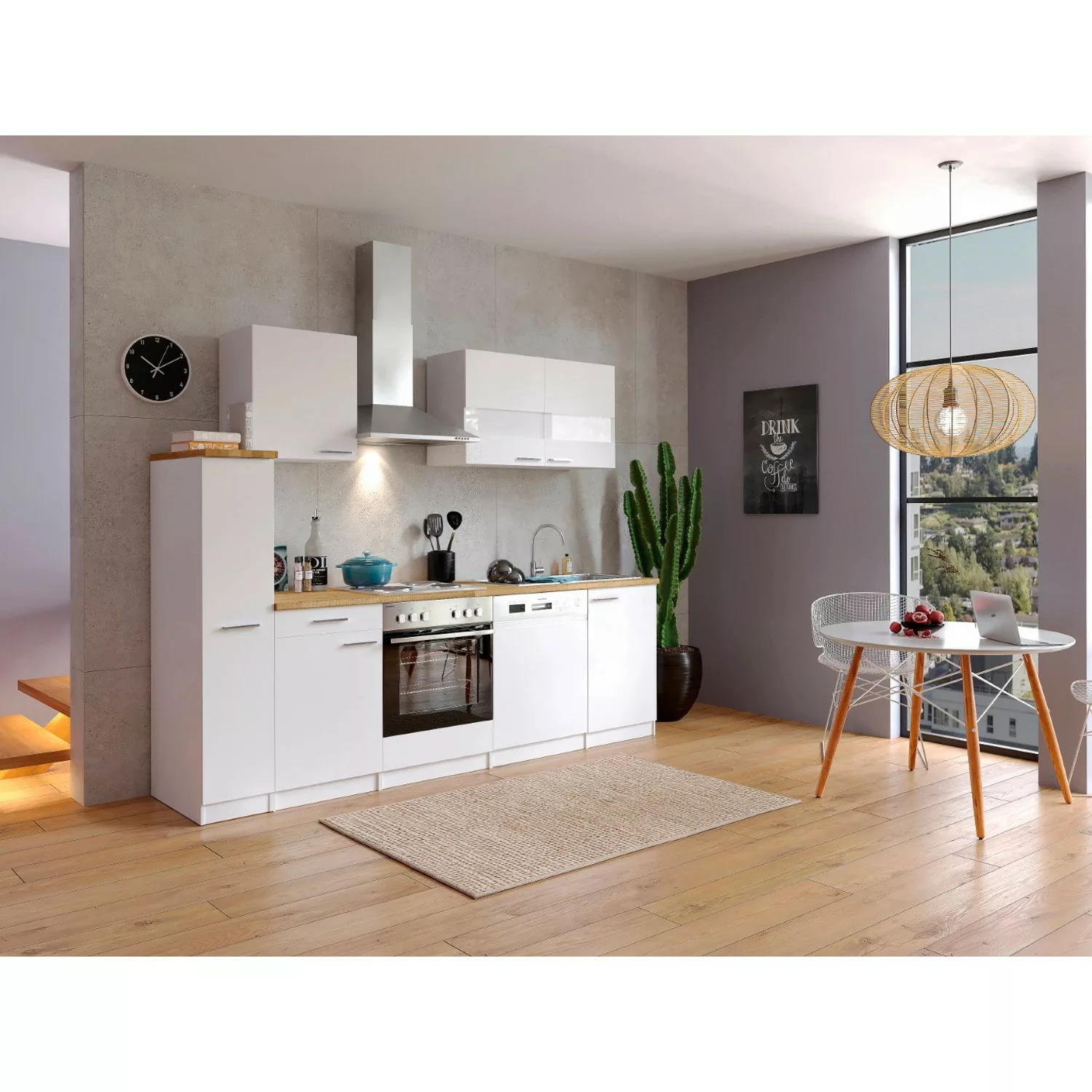 Respekta Küchenzeile KB250WW 250 cm Weiß günstig online kaufen
