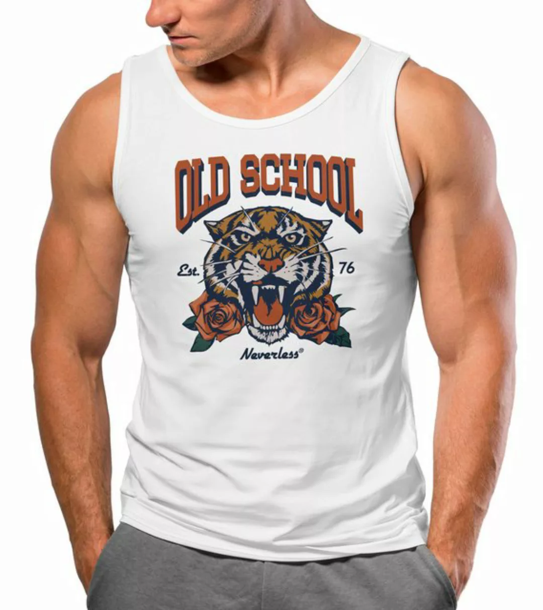 Neverless Tanktop Herren Tank-Top Print Tiger Rosen Old School Retro Vintag günstig online kaufen