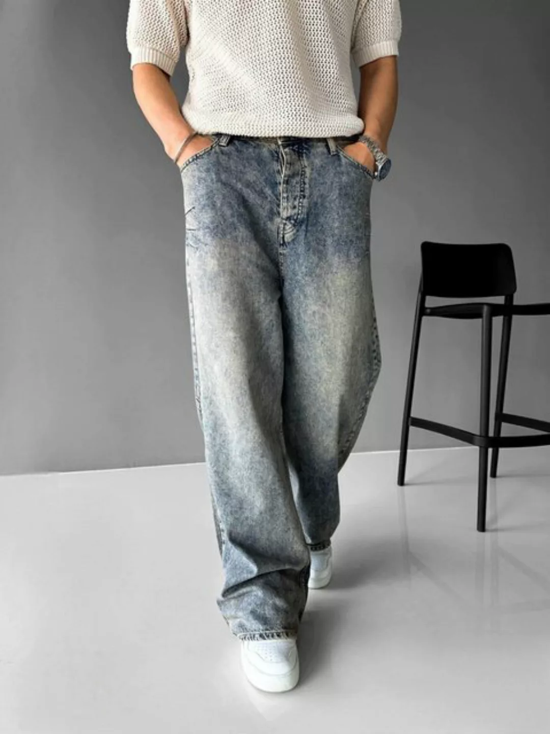 Abluka Bequeme Jeans SUPER BAGGY FLARED JEANS BLUE günstig online kaufen