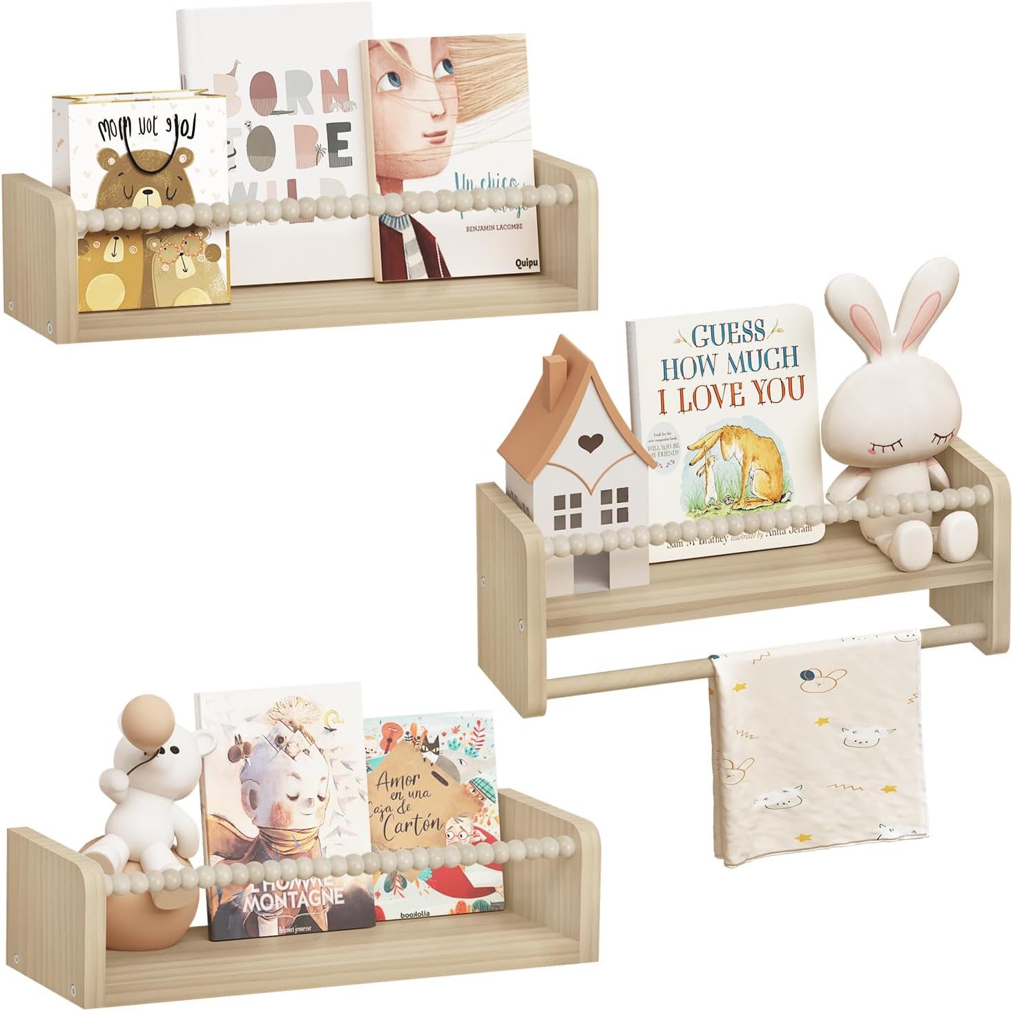 Woltu Kinderregal, 3-tlg., Bücherregal Wand, Montessori günstig online kaufen