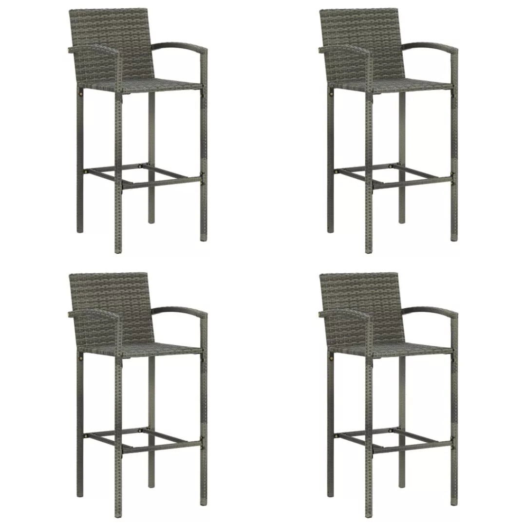 Barhocker 4 Stk. Grau Poly Rattan günstig online kaufen