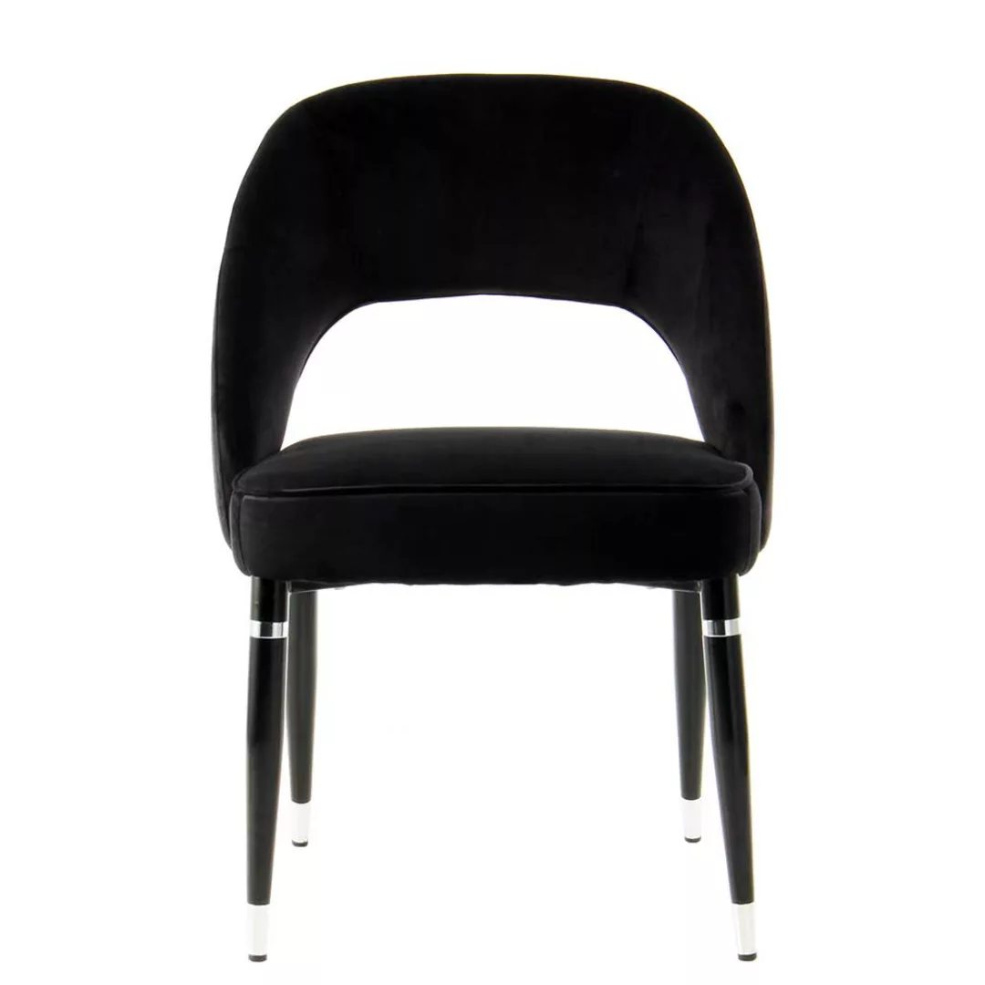Esszimmerstühle in Schwarz Samt Metallgestell (2er Set) günstig online kaufen